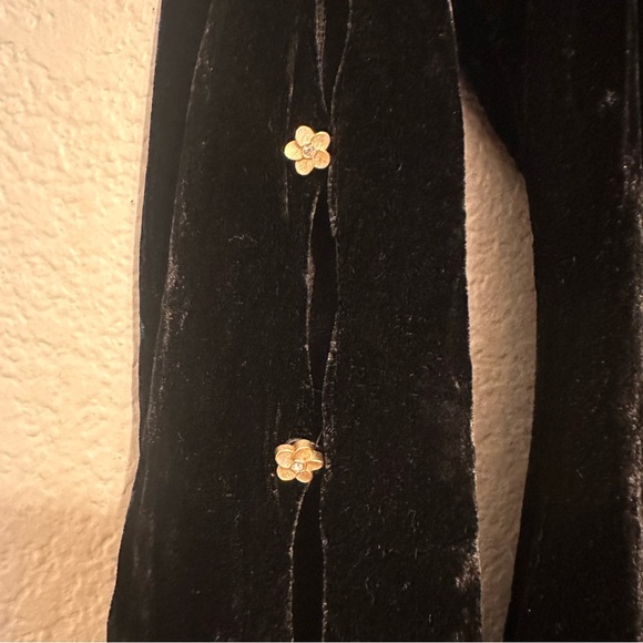 For Love And Lemons Black Velvet and Gold Bee Sheath Dress size small - Picture 7 of 12